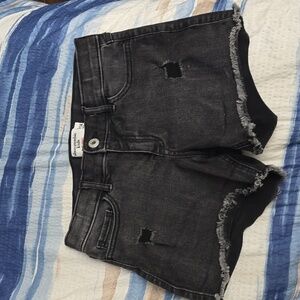 Abercrombie Kids Black Distressed Denim Shorts, SZ 13/14